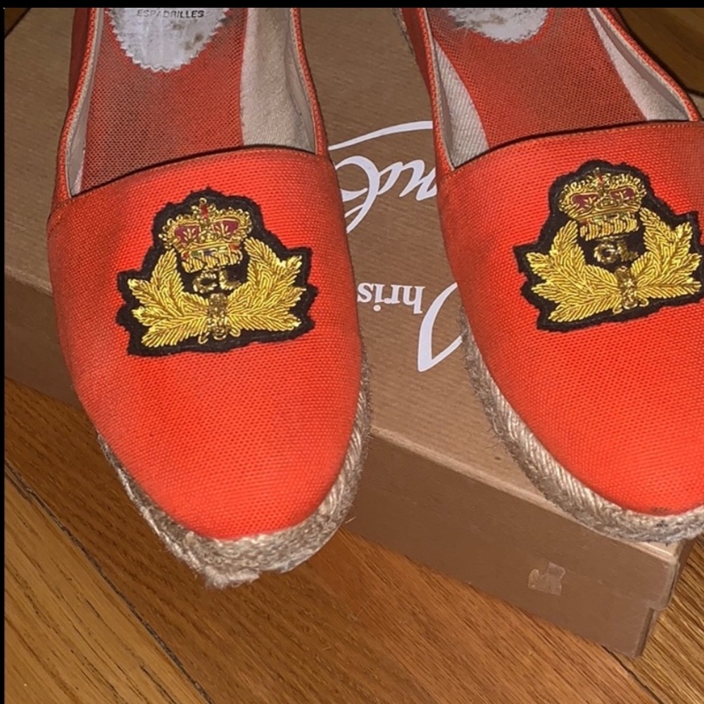 Christian Louboutin Orange Espadrilles with Embroidered Crest